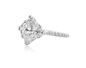 Marquise 2.25ct H VS2, set in platinum with Crescent Moon & pave shank